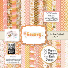 Groovy 6x6 Double-Sided Paper Pack, high resolution cover image, showing 6x6 scrapbook paper for handmade cards, mini albums, junk journals, paper layering, small-scale layouts, and coordinated paper crafts. Buyer theme: Retro Summer 6x6 Scrapbook Paper for Cards & Mini Albums. Groovy 6x6 Double-Sided Paper Pack with scaled daisies, checkerboards, gingham, dots, florals and retro summer patterns for cards and mini albums