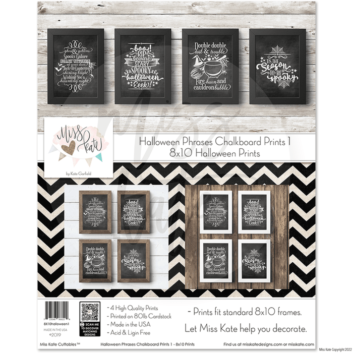 Halloween Phrases Chalkboard Prints 1 - 8X10