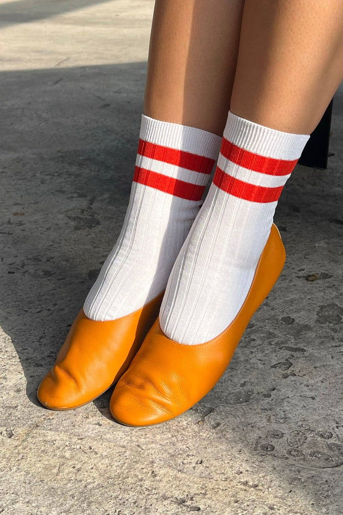 HER VARSITY SOCKS | WHITE PERIWINKLE - LE BON SHOPPE