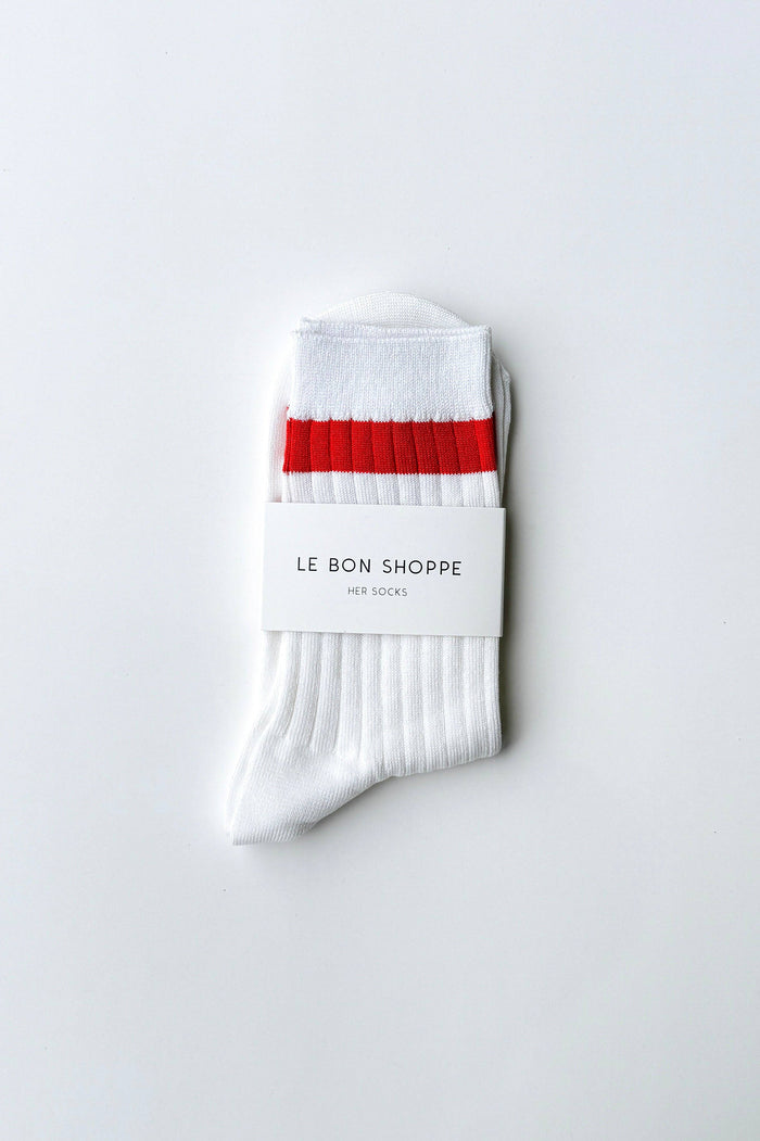 HER VARSITY SOCKS | WHITE PERIWINKLE - LE BON SHOPPE