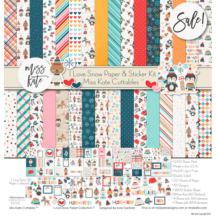 I Love Snow - Paper & Sticker Kit 12X12 (Ds)
