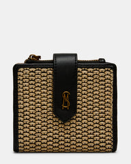 JEM STRAW Black Natural Bifold Wallet | Steve Madden