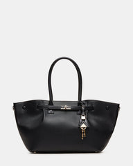 KACEY Bag Black Shoulder Strap Belted Tote Handbag | Steve Madden
