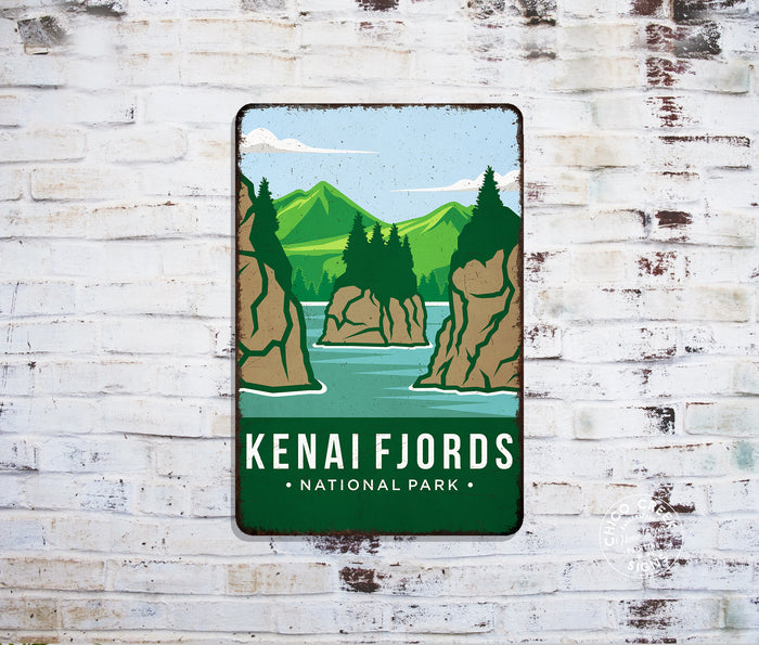 Kenai Fjords National Park Sign Rustic Looking Wall Decor Cabin Decorative Signs Alaska
