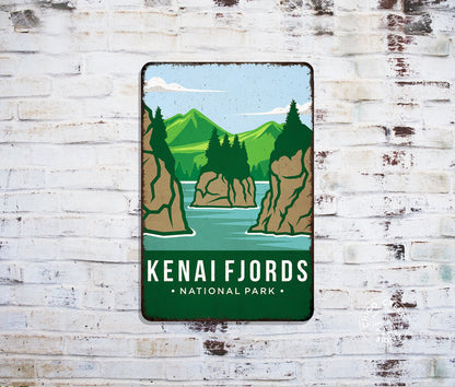 Kenai Fjords National Park Sign Rustic Looking Wall Decor Cabin Decorative Signs Alaska
