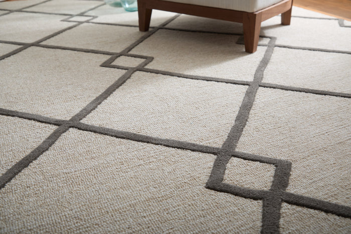The Rug Corner Feizy Kimball Transitional Trellis & Lattice - Ivory/Gray/Tan