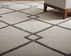 The Rug Corner Feizy Kimball Transitional Trellis & Lattice - Ivory/Gray/Tan