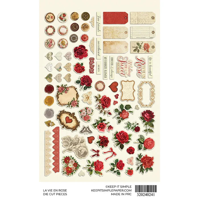 KISS Collection Paper Pack and Ephemera Die Cuts La Vie En Rose