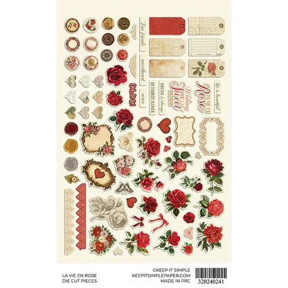 KISS Collection Paper Pack and Ephemera Die Cuts La Vie En Rose