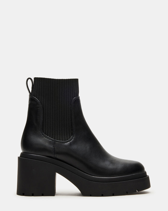 KOA Black Lug Sole Chelsea Women's Ankle Boot | Steve Madden