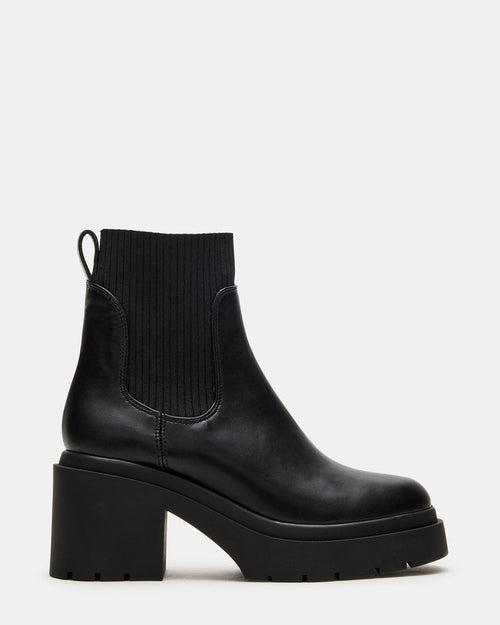KOA Black Lug Sole Chelsea Women's Ankle Boot | Steve Madden