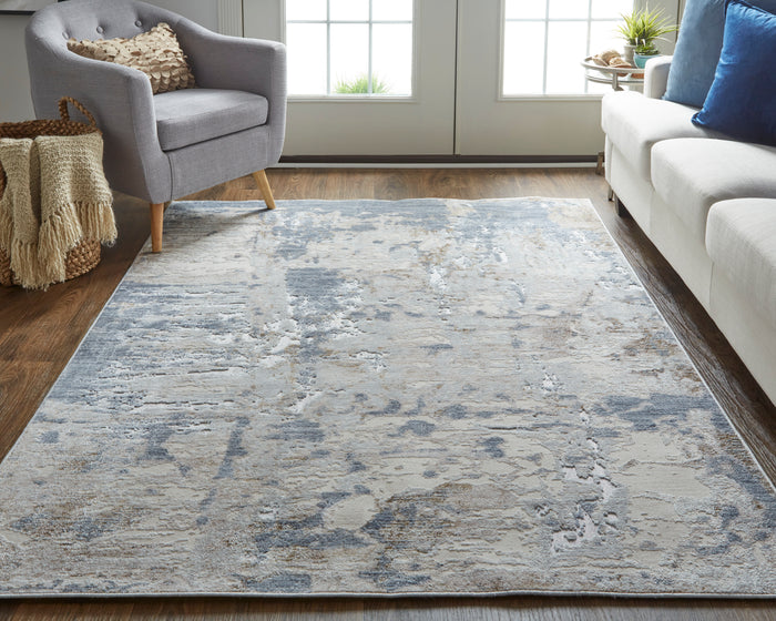 lifestyle The Rug Corner Feizy Laina Transitional Abstract - Ivory/Gray/Blue  Laina Transitional Abstract - Ivory/Gray/Blue