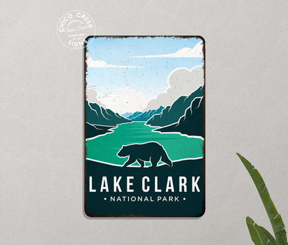 Lake Clark National Park Sign Rustic Looking Wall Decor Cabin Decorative Signs Alaska