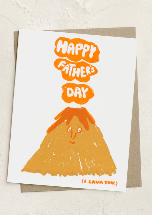 A card with image of volcano, text reads "Happy Father's Day I Lava You".