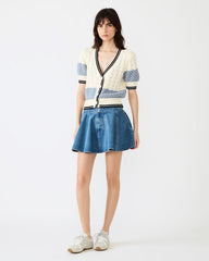 LILLIANY Aruba Blue Pleated Denim Mini Women's Skirt | Steve Madden