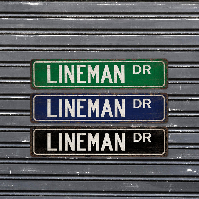 Lineman Street Sign Electrical Worker Electrician Construction Electricity