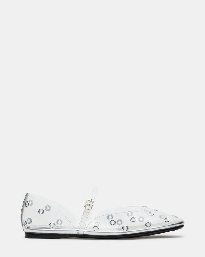 LUNETH Clear Mary Jane Ballet Eyelet Detail Women's Flat | Steve Madden