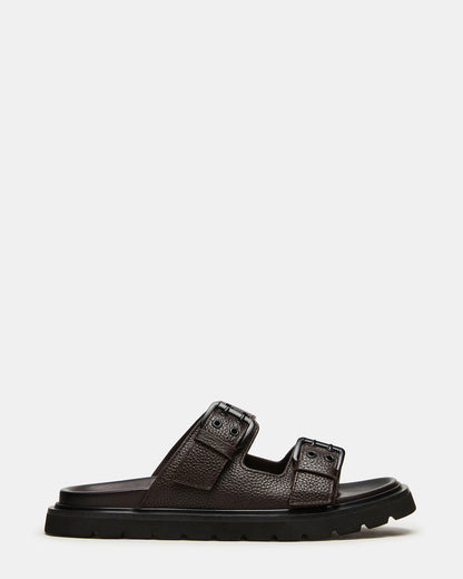 LUXOR Dark Brown Slide Footbed Men's Sandal | Steve Madden