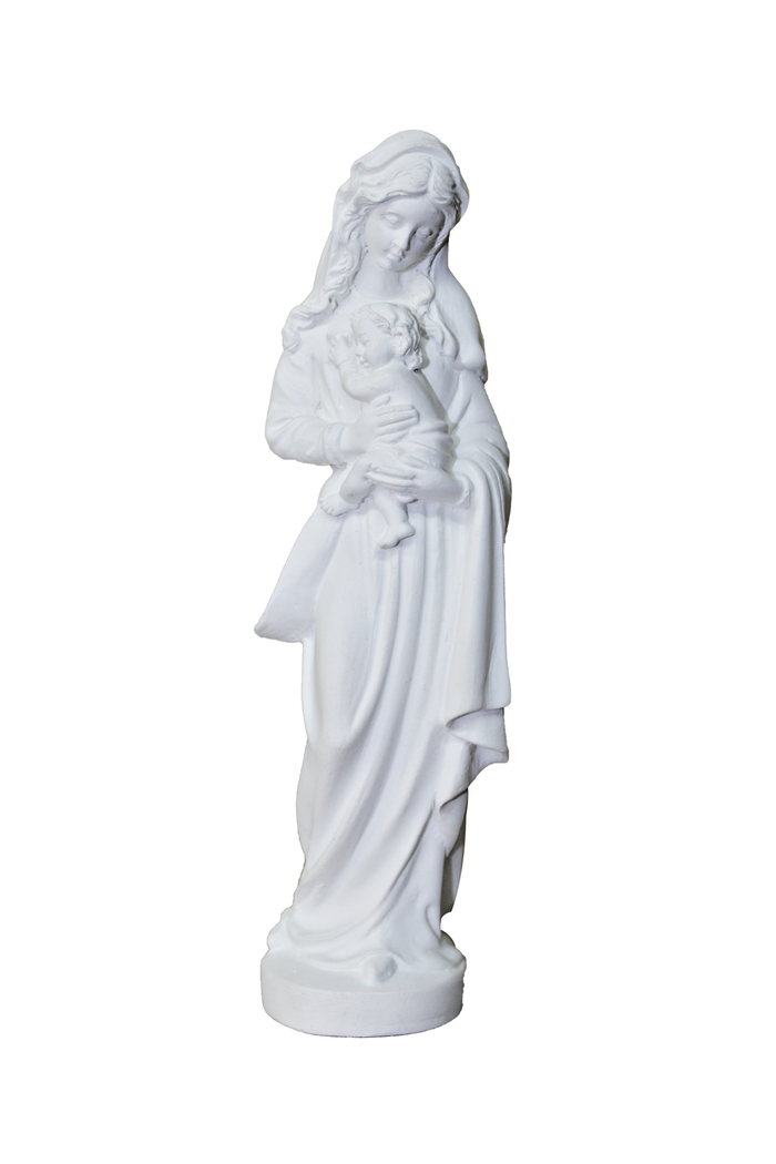 Madonna & Child Statue in simple white 6.25"