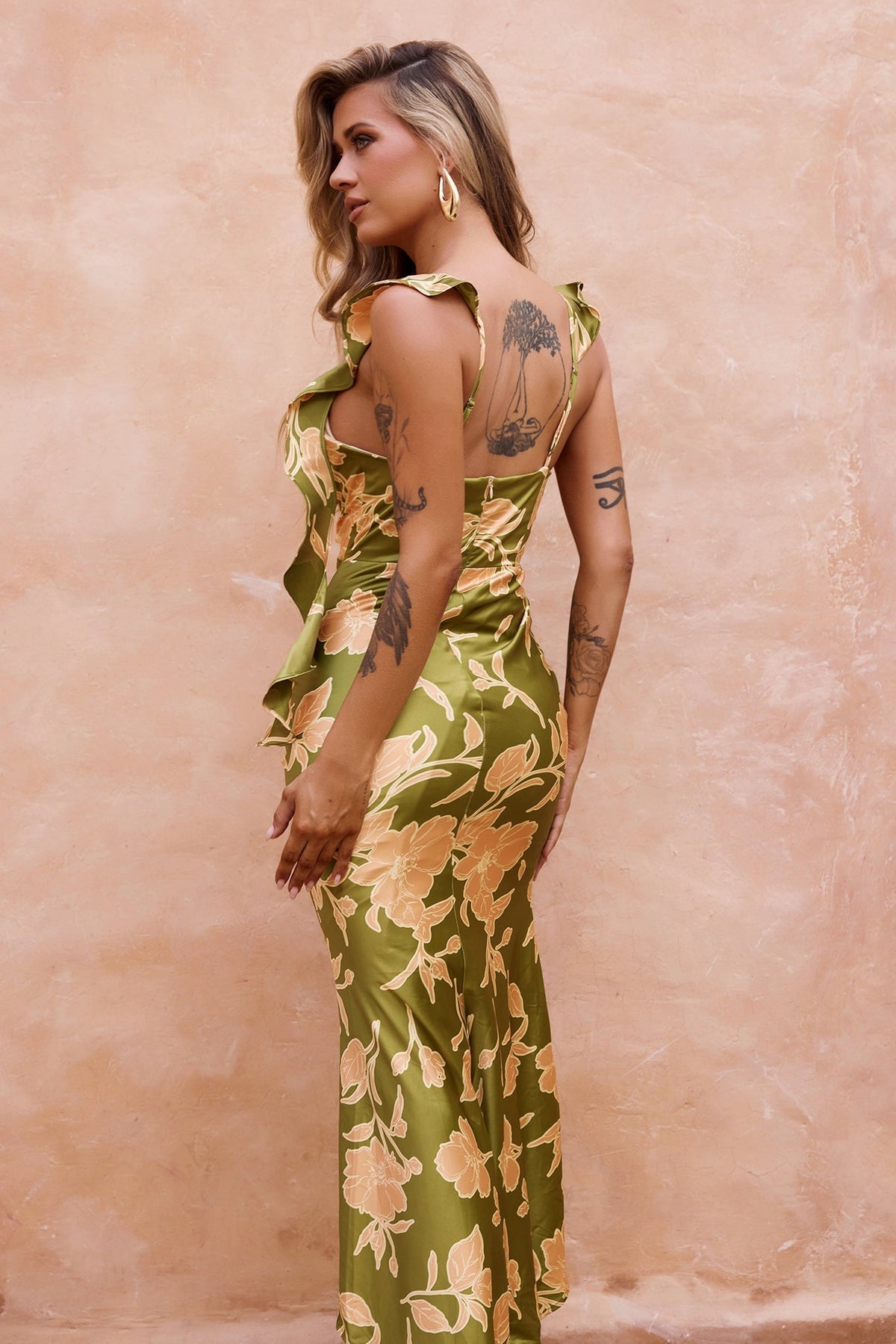 Marigold Dream Maxi Dress - Olive