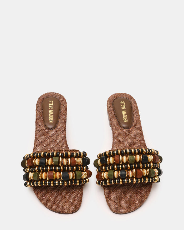 MARIKA BEADS BROWN RAFFIA