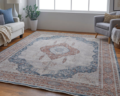The Rug Corner Feizy Marquette Transitional Medallion - Gray/Red/Blue