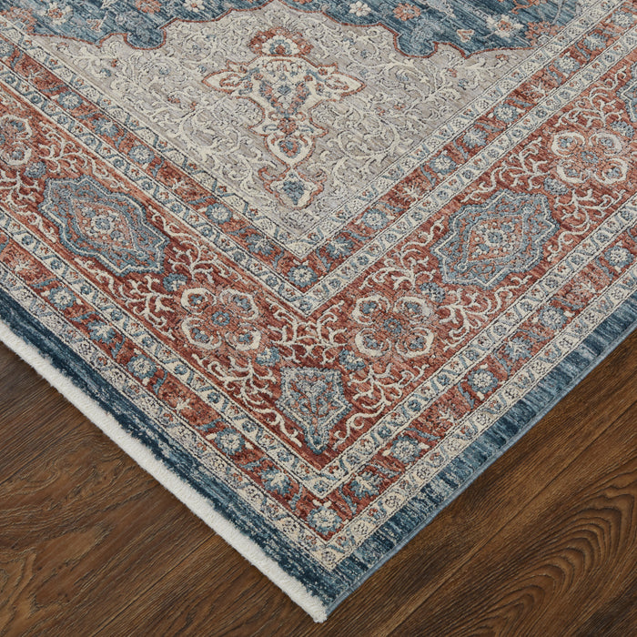 The Rug Corner Feizy Marquette Transitional Medallion - Gray/Red/Blue