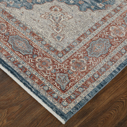 The Rug Corner Feizy Marquette Transitional Medallion - Gray/Red/Blue