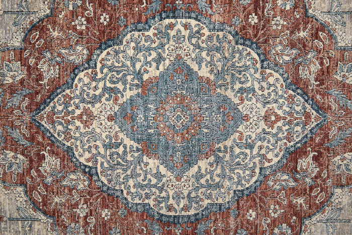 The Rug Corner Feizy Marquette Transitional Medallion - Gray/Red/Blue
