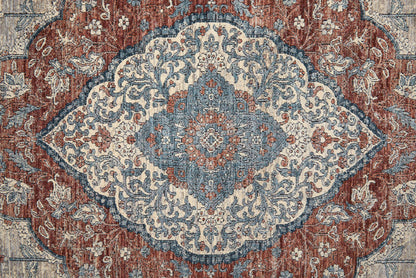 The Rug Corner Feizy Marquette Transitional Medallion - Gray/Red/Blue