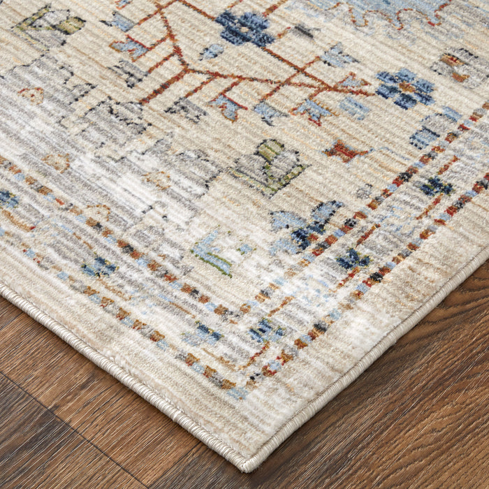 The Rug Corner Feizy Melrose Traditional Floral & Botanical - Tan/Blue/Red