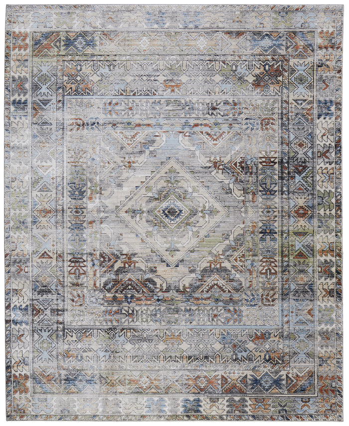 The Rug Corner Feizy Melrose Transitional Distressed - Gray/Red/Blue