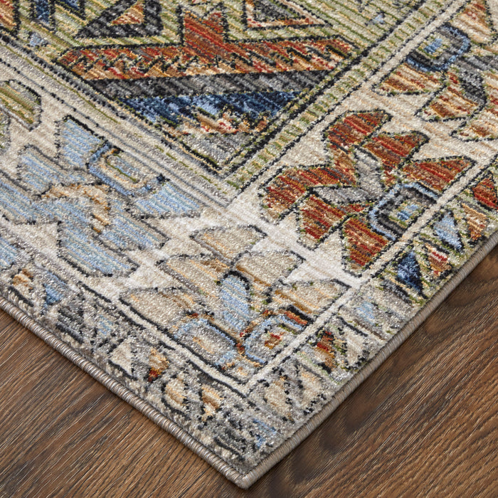 The Rug Corner Feizy Melrose Transitional Distressed - Gray/Red/Blue