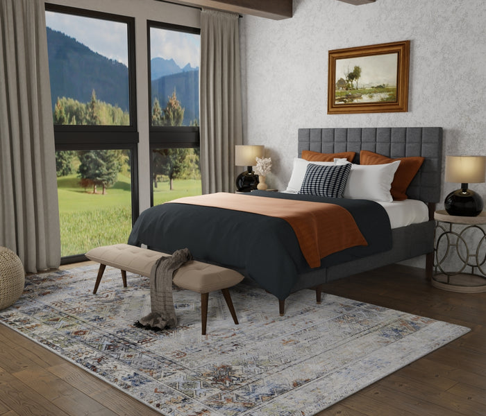The Rug Corner Feizy Melrose Transitional Distressed - Gray/Red/Blue