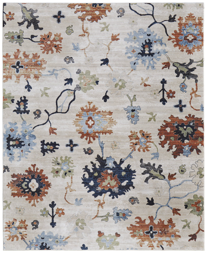 The Rug Corner Feizy Melrose Transitional Floral & Botanical - Ivory/Red/Blue