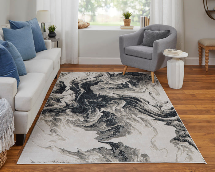 The Rug Corner Feizy Micah Modern Abstract - Ivory/Black/Taupe