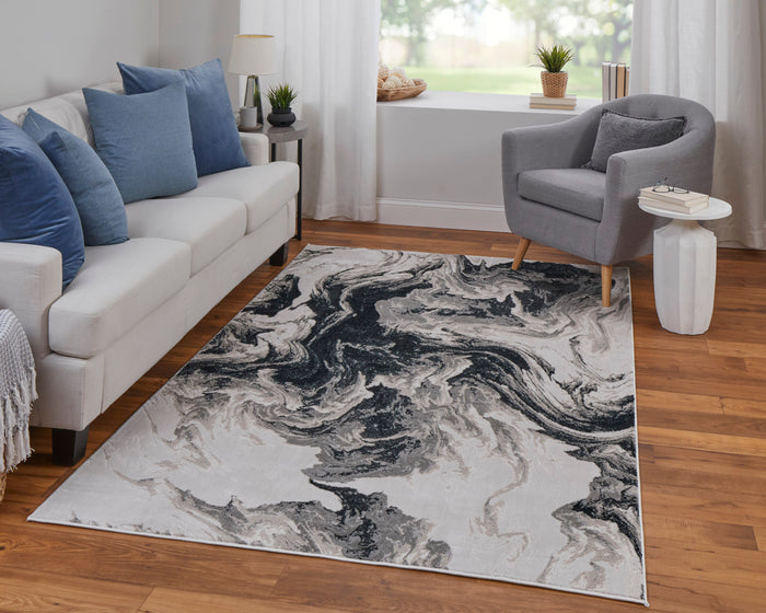 The Rug Corner Feizy Micah Modern Abstract - Ivory/Black/Taupe