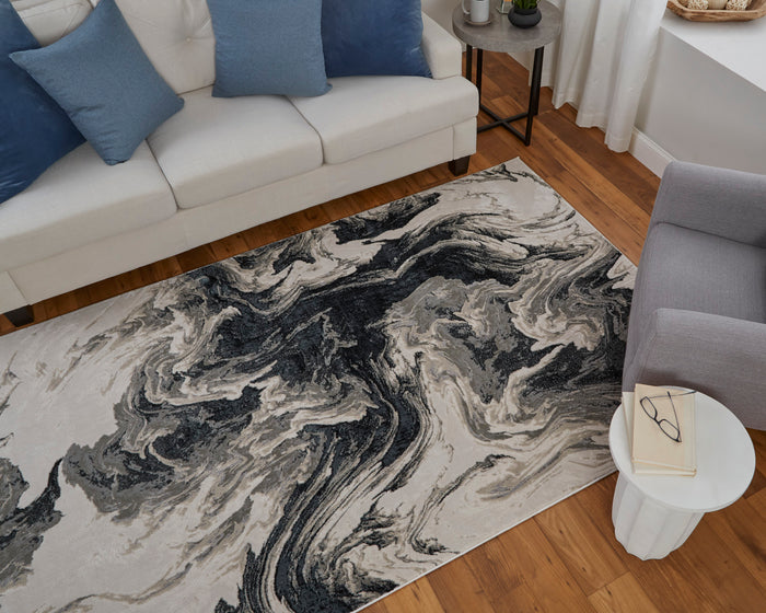 The Rug Corner Feizy Micah Modern Abstract - Ivory/Black/Taupe