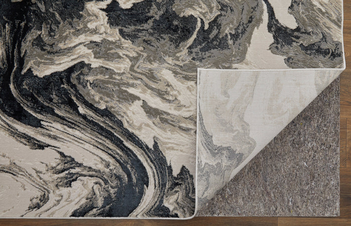 The Rug Corner Feizy Micah Modern Abstract - Ivory/Black/Taupe