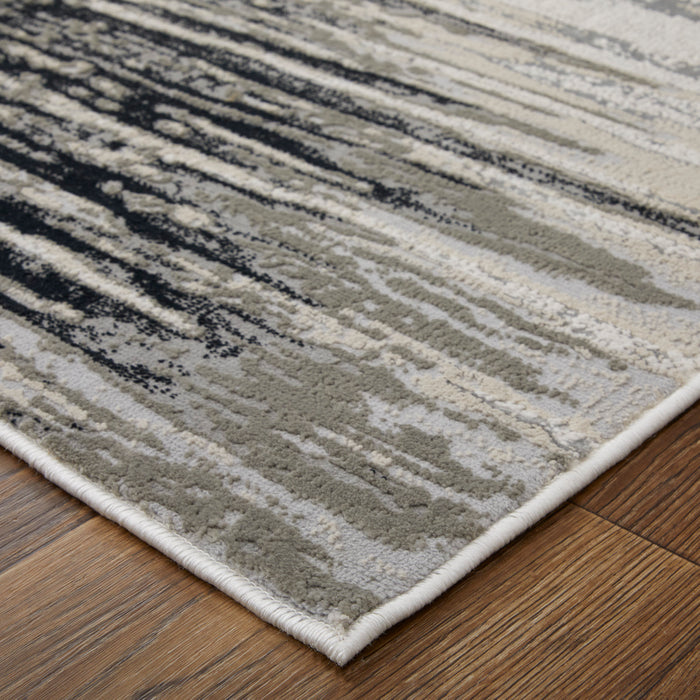 The Rug Corner Feizy Micah Modern Diamond - Black/Silver/Taupe