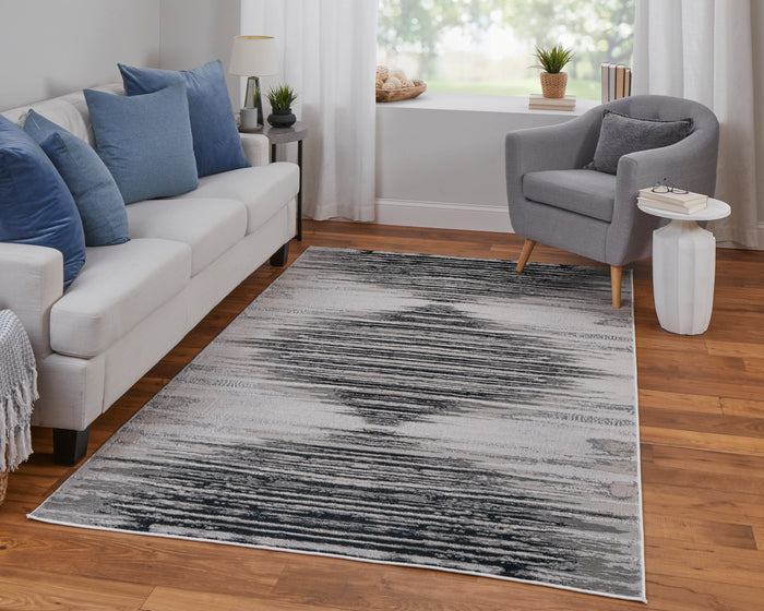 The Rug Corner Feizy Micah Modern Diamond - Black/Silver/Taupe