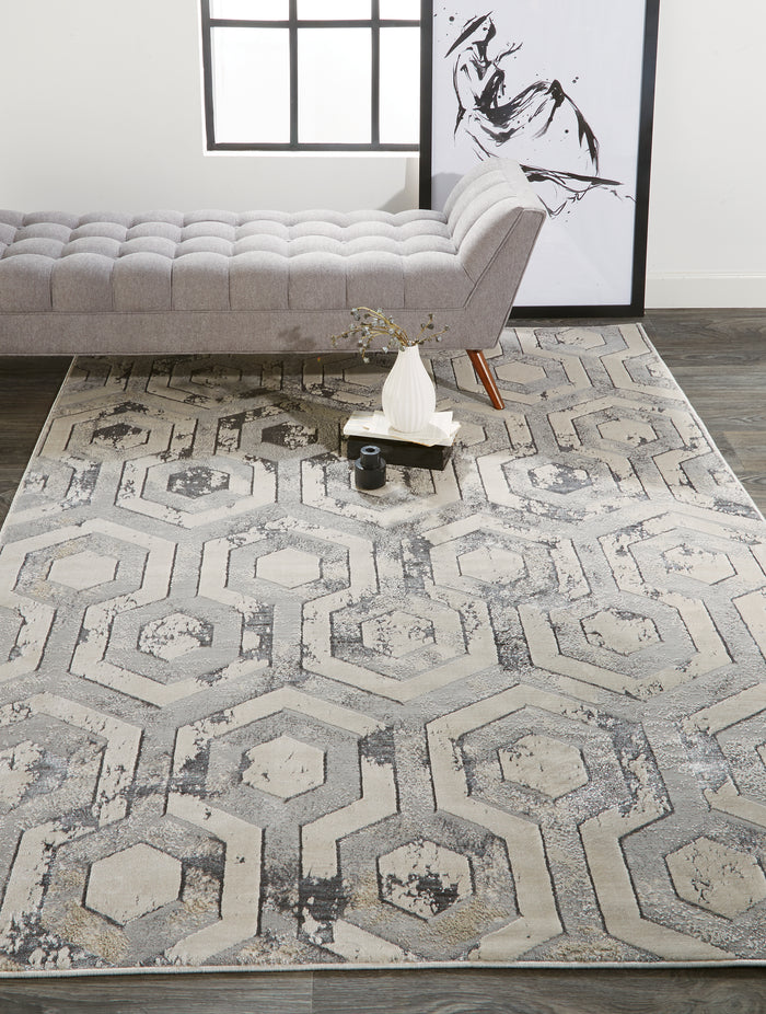 The Rug Corner Feizy Micah Modern Distressed - Gray/Taupe/Silver