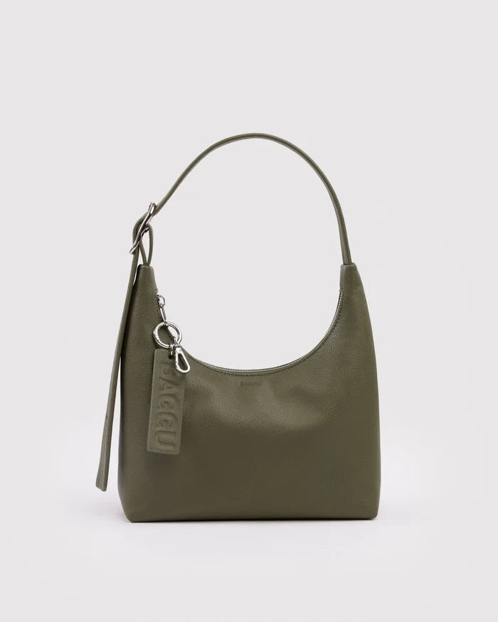 Mini Recycled Leather Shoulder Bag | Loden - BAGGU