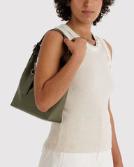 Mini Recycled Leather Shoulder Bag | Loden - BAGGU