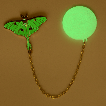 Moth & Moon Enamel Pin - Limited Edition