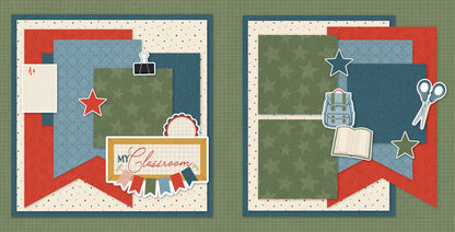 My Classroom scrapbook page kit — school memories, classroom kit, pastel paper embellishments and photo mats, scissor die cut, student pages, precut designs for memory journaling, 12x12 page kit, creative accents for scrapbook storytelling, acid-free double-sided scrapbook supplies, ready-to-glue title banners and photo frames, backpack die cut, school scrapbook, layered die cut titles for themed layouts, scrapbooking ephemera and cardstock cutouts