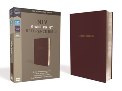 NIV Giant Print Reference Leather-look Bible-Burgundy