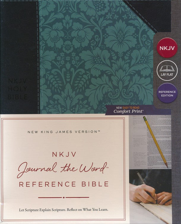 NKJV Journal The Word Reference Bible (Comfort Print)-Navy/Turquoise Leathersoft