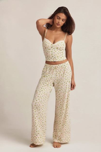 Modal Mid-Rise Pyjama Trousers in Lemon Print