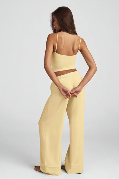 Modal Mid-Rise Pyjama Trousers in Pastel Yellow